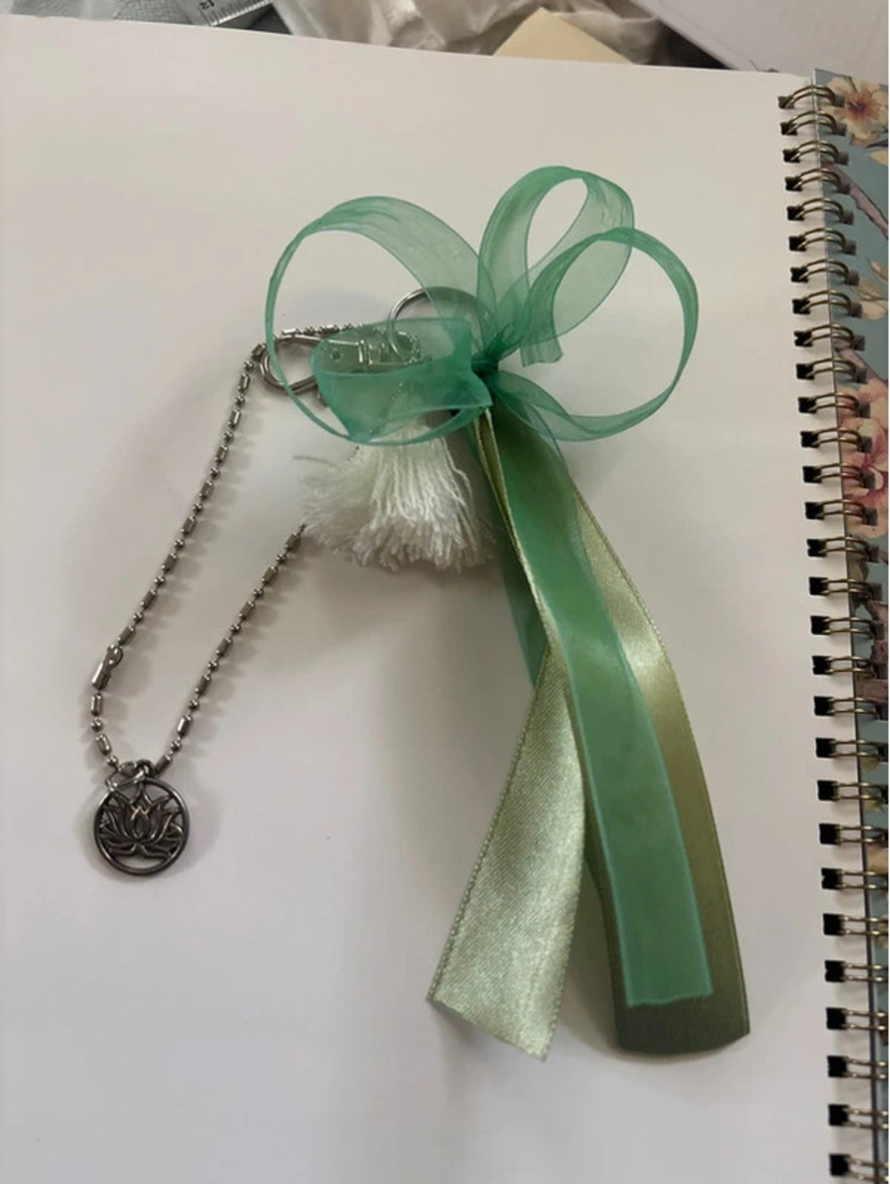 Beautiful green tassel keychain or bag charm!